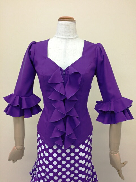 楽天市場】フラメンコ衣装 ブラウス 紫ブラウス 前フリル全20色