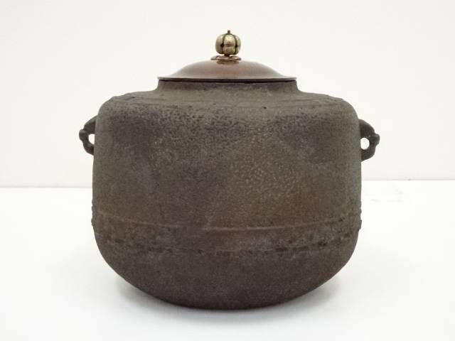 釜師 和田美之助造 刷毛目 尻張釜 障泥釜 共箱共布 茶道具 V57 【公式