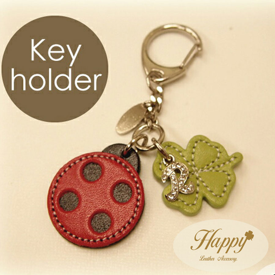 楽天市場】Happy てんとうむし クローバー イニシャル キーホルダー
