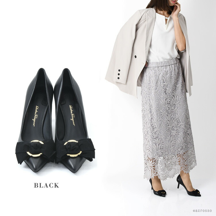 楽天市場】フェラガモ パンプス リボン ポインテッドトゥ ハイヒール