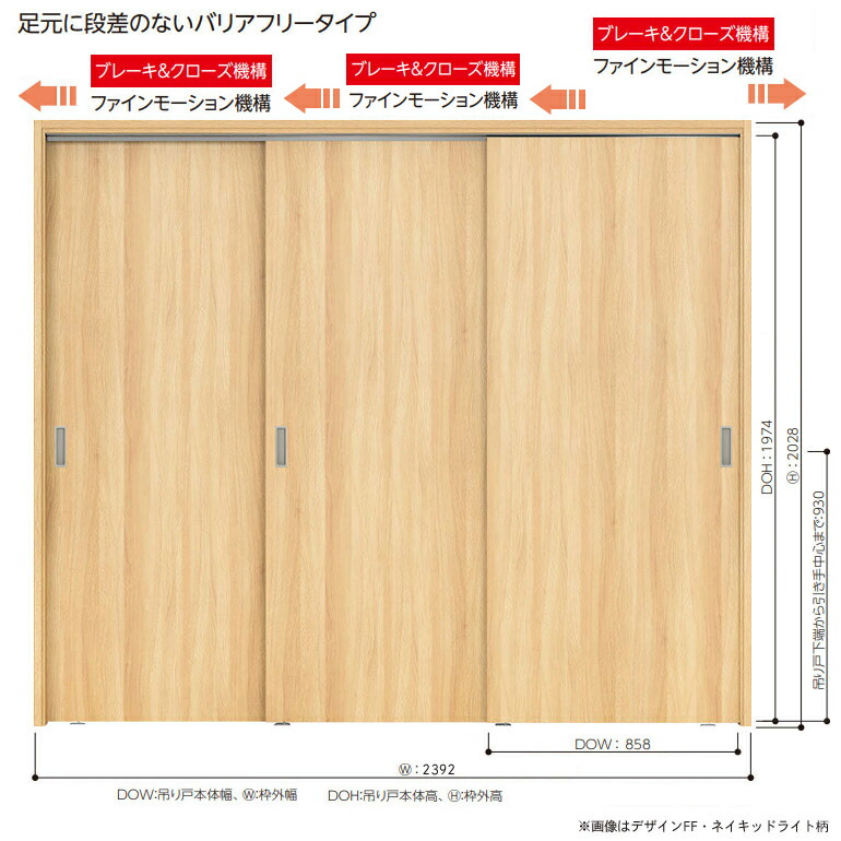 楽天市場】永大産業 3本吊り戸セット 【デザイン9M】固定枠/額縁調整枠