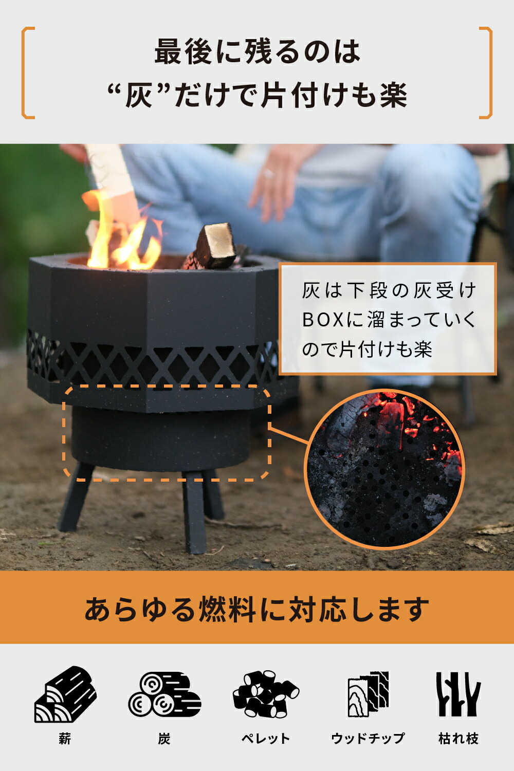 楽天市場】オクタゴンブラック 二次燃焼 無煙 焚き火台 焚火台