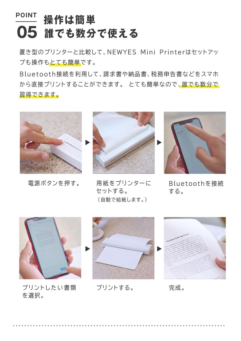 楽天市場】NEWYES ポータブルミニプリンター インク不要 インクレス