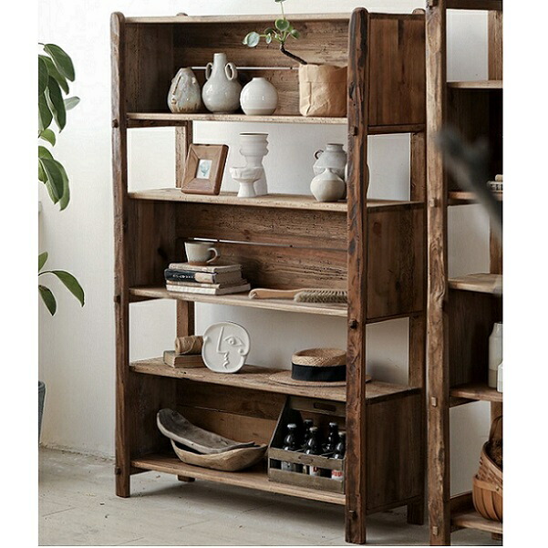 楽天市場】オープンラック 収納棚 ウッドラック 幅106cm 本棚 古材