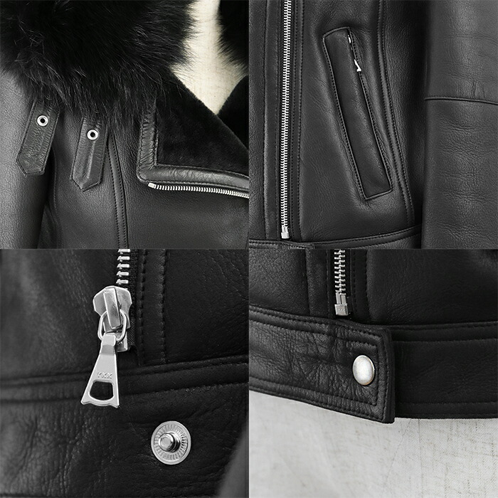 美品】 DOMA ダブルライダース レザー ムートン レディース ブラック