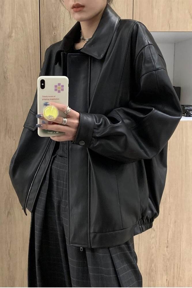 楽天市場】アウター オーバーサイズ レザージャケット レディース