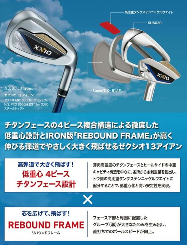 楽天市場】ダンロップ ゼクシオ13 ネイビー アイアンセット 5本組(6-P