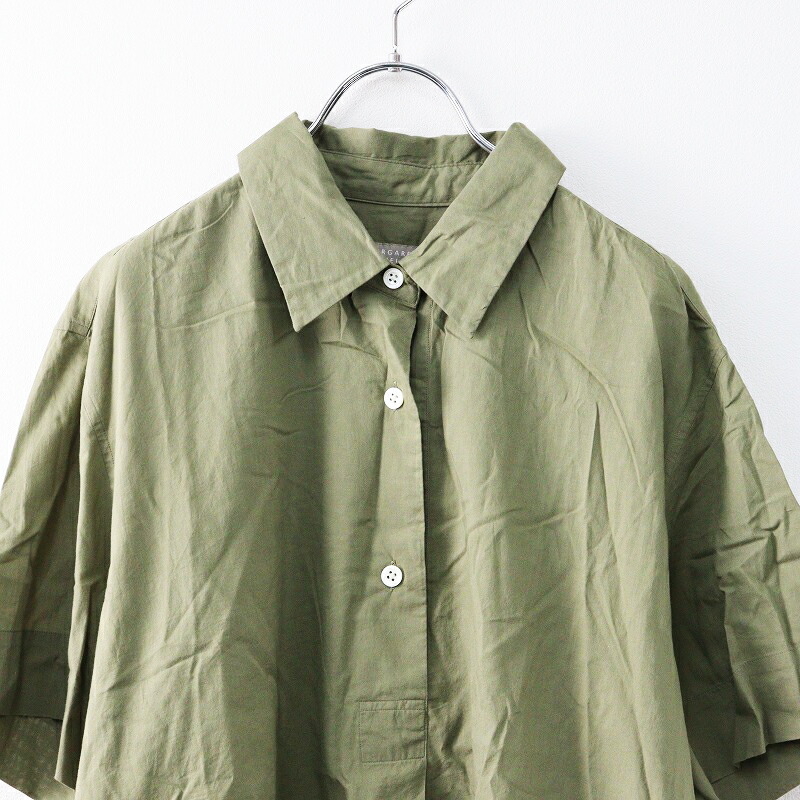 マーガレットハウエル リネンシャツ 半袖 カーキ MARGARET HOWELL