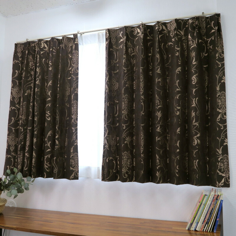 楽天市場】オーダーカーテン 王朝柄 ブラウン 965005br 非遮光（遮光