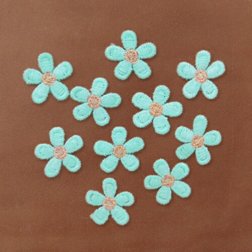 楽天市場】ミニ 刺繍フラワー モチーフ 中央ラメ糸 5弁花 10個 全6色