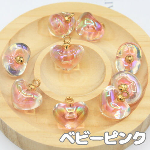 楽天市場】ハート オーロラ チャーム 10個 ぷっくり ツヤ アクリル