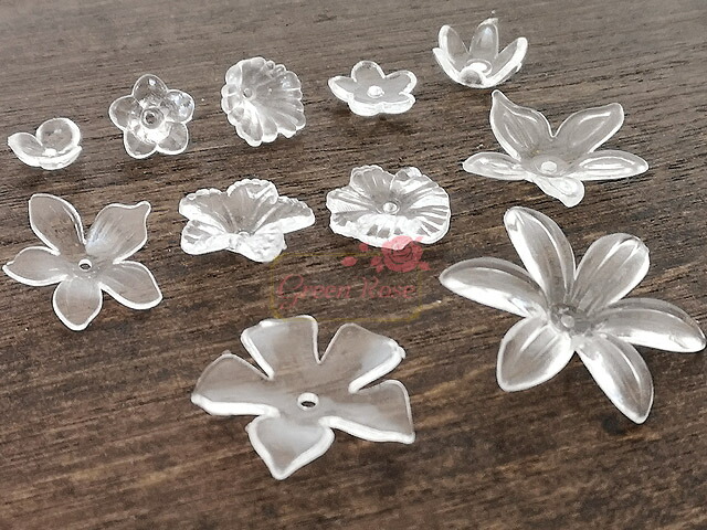楽天市場】フラワーパーツ クリアカラー 全11種 小60個・中40個・大20