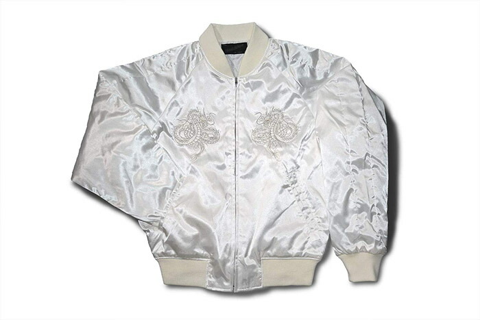 楽天市場】(hoshihime/星姫)スカジャン(白龍)サテン(白×白) 和柄 総