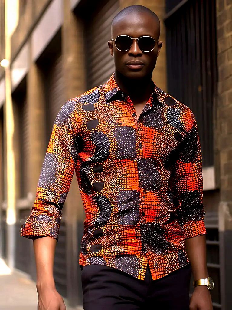 楽天市場】蛇柄モチーフ 長袖シャツ 赤 049 柄シャツ Yシャツ ドレス