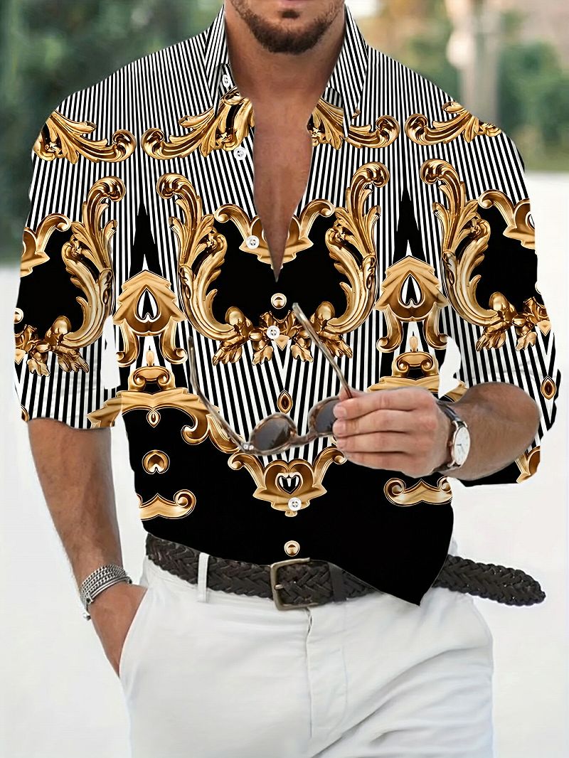 楽天市場】バロック柄長袖シャツ 229 ドレスシャツ Yシャツ 柄シャツ