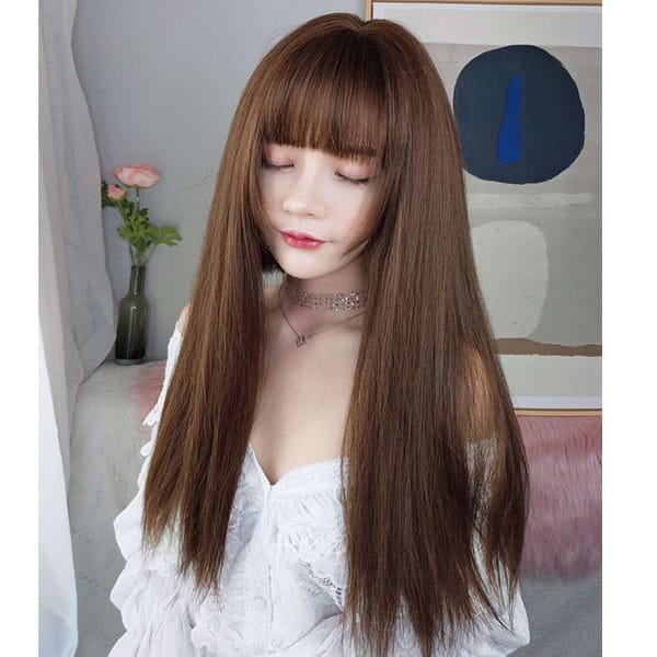 楽天市場】コスプレウィッグ ブラウンロングストレート 茶髪 高品質