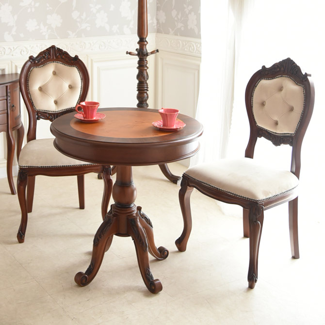 楽天市場】テーブル 2人用 アンティーク 調 ダイニング チェア 丸 円