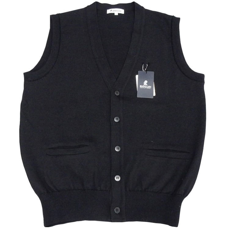 楽天市場】日本製 編み上げ 前開きVネックベスト ニット 毛100％ 黒