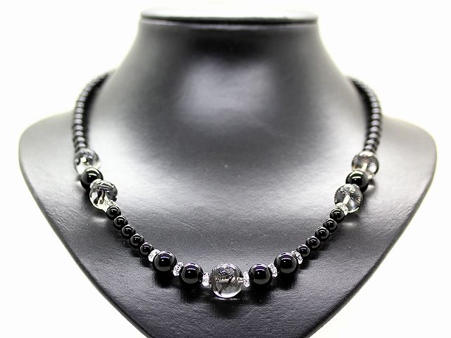 楽天市場】黒龍 水晶 14mm オニキス 天然石 数珠 ネックレス