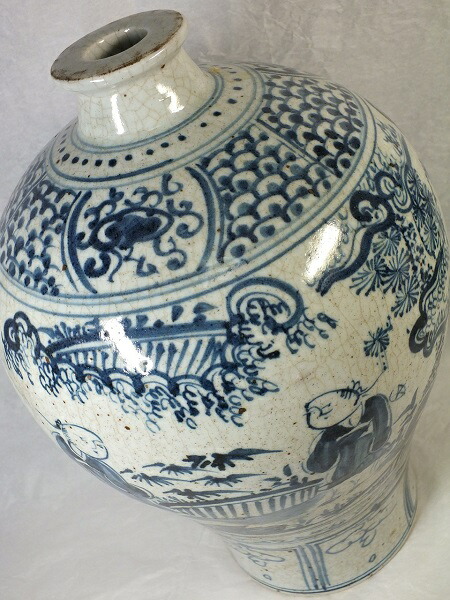 楽天市場】□龍香堂□☆【中国骨董品】青色人物絵付細口瓶330mm