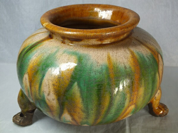 楽天市場】□龍香堂□☆【中国骨董品】唐三彩（とうさんさい）猫足広口