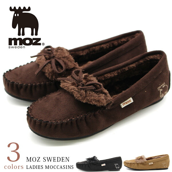 楽天市場】モズ moz モカシン スリッポン レディース 靴 黒 ブラック