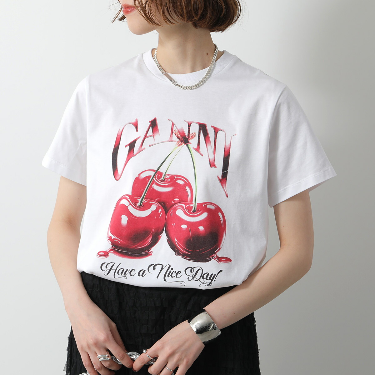 楽天市場】GANNI ガニー 半袖 Tシャツ Basic Jersey Cherry Relaxed T