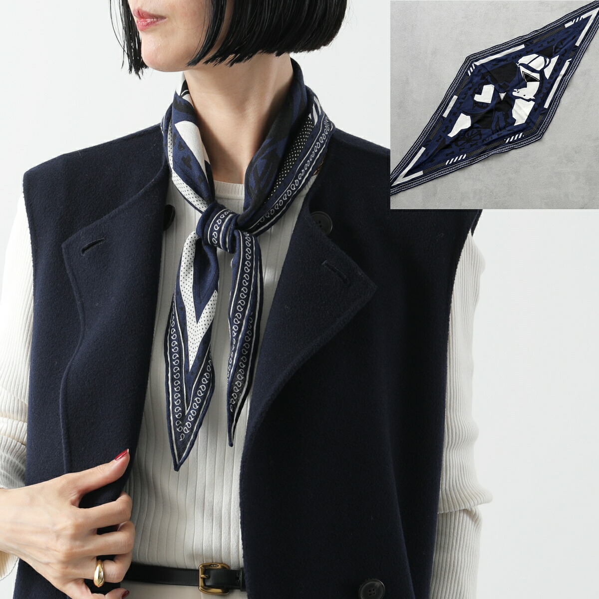 楽天市場】HERMES エルメス スカーフ ロザンジュ ミニ LOSANGE メンズ