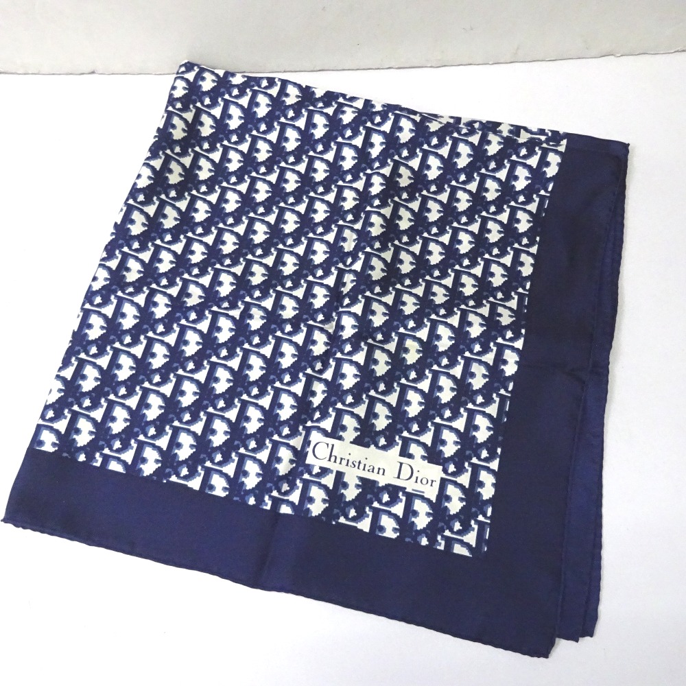 楽天市場】クリスチャンディオール スカーフ ロゴ総柄 ドット ネイビー