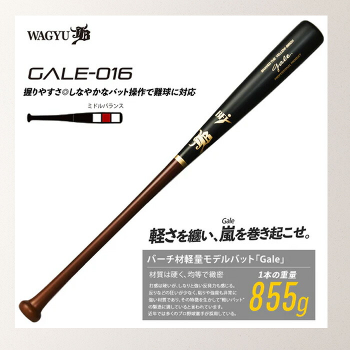楽天市場】WAGYU 和牛JB 硬式木製バット Gale バーチ材軽量モデル
