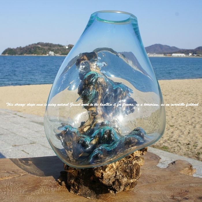 楽天市場】選べる 流木ガラス オブジェ 特大 LS28 花瓶 アクアリウム