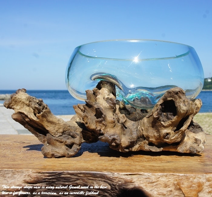 楽天市場】選べる 流木ガラスオブジェ B25 花瓶 アクアリウム