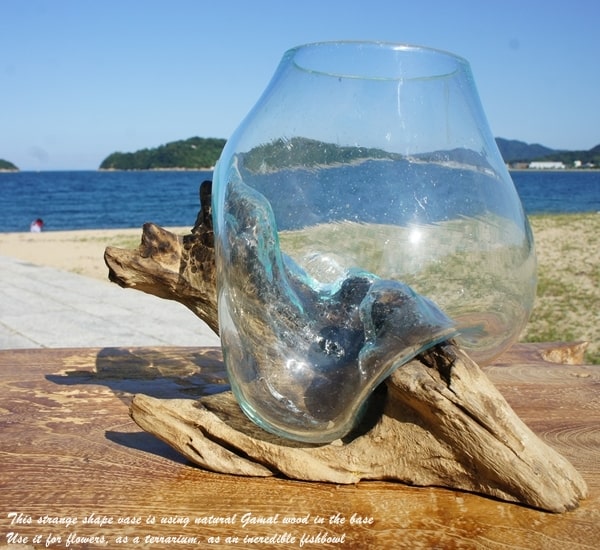 楽天市場】選べる 流木ガラスオブジェ S20 花瓶 アクアリウム