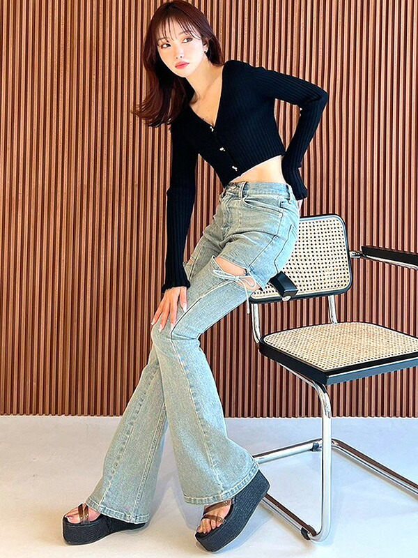 楽天市場】RESEXXY リゼクシー デニム パンツ カット アウト リボン