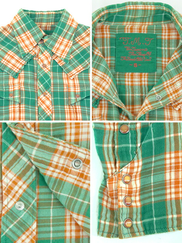 楽天市場】TMT チェック シャツ メンズ レディ—ス グリーン オレンジ