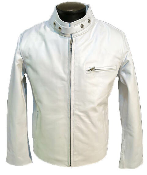 楽天市場】本革 レザーライダース シングルタイプ カウレザー 白