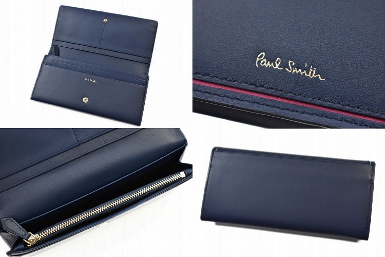 楽天市場】ポールスミス 長財布 財布 レディース ネイビー 紺 かぶせ