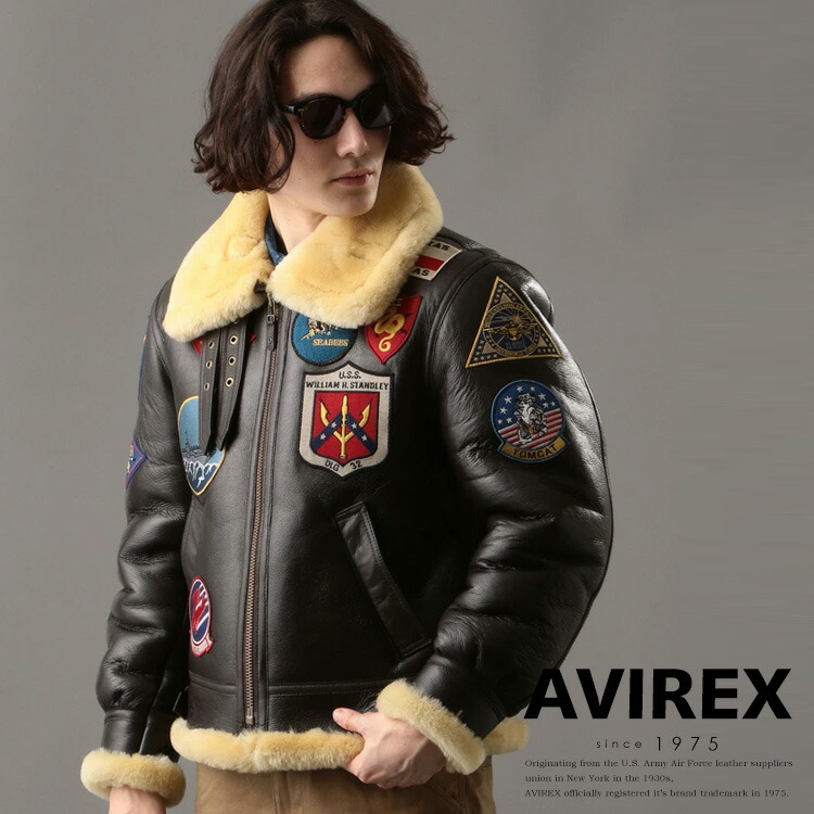 楽天市場】AVIREX B-3 フライトジャケット ムートン ブラック [ 40