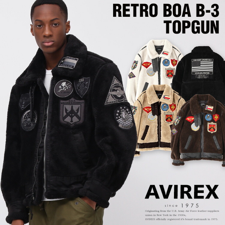 楽天市場】AVIREX B-3 フライトジャケット ムートン ブラック [ 40