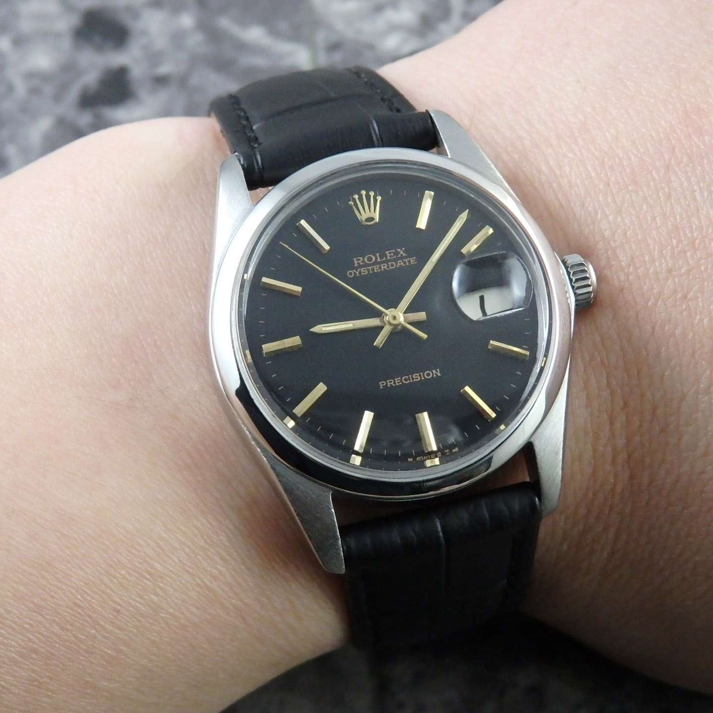 楽天市場】ロレックス オイスターデイト 6694 ブラック 黒文字盤 ROLEX