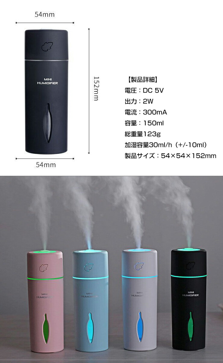 楽天市場】【AWESOME】 超音波USBミニ加湿器 （全4色）ウイルス 体調