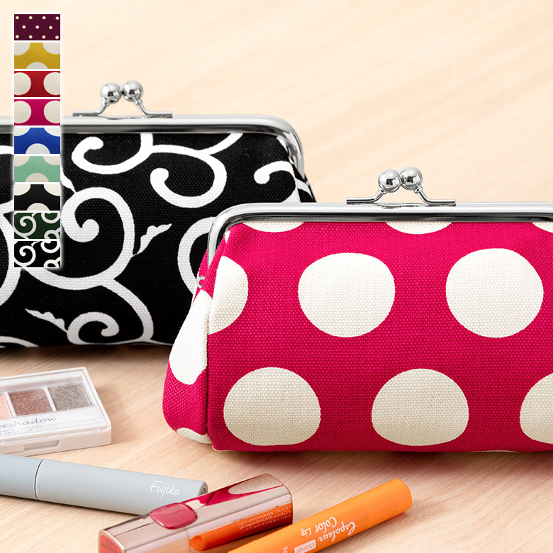 楽天市場】【在庫商品】TAWARA型がま口コスメポーチ（中）【帆布 唐草