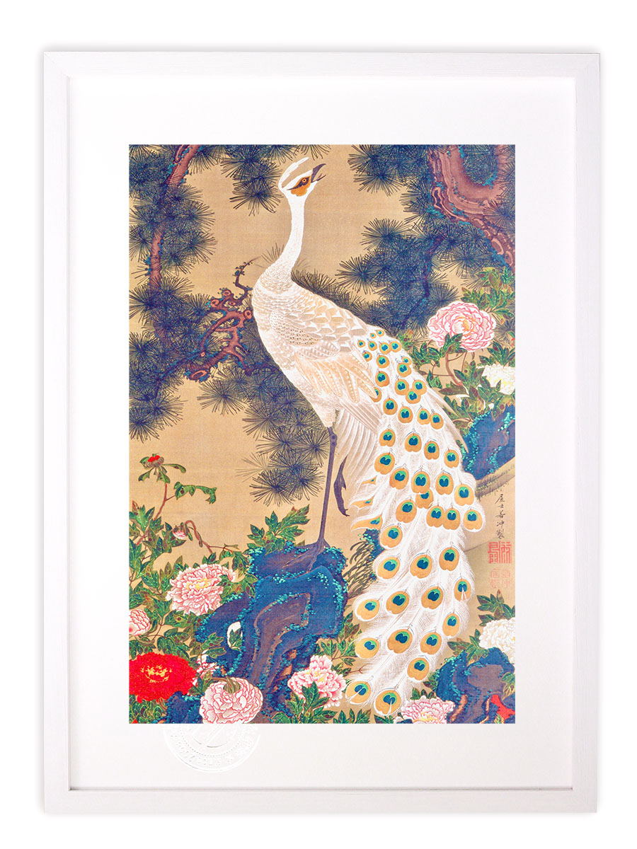 楽天市場】【スーパーSALE半額】版画 絵画 名画 日本画 老松孔雀図