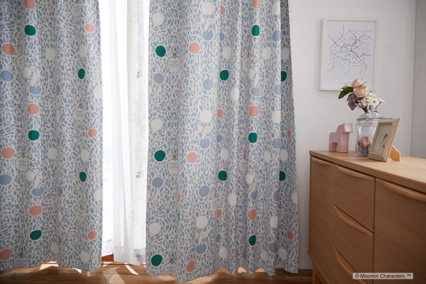 楽天市場】カーテン ムーミン 100×178 カラーサークル 厚地 2枚 既成