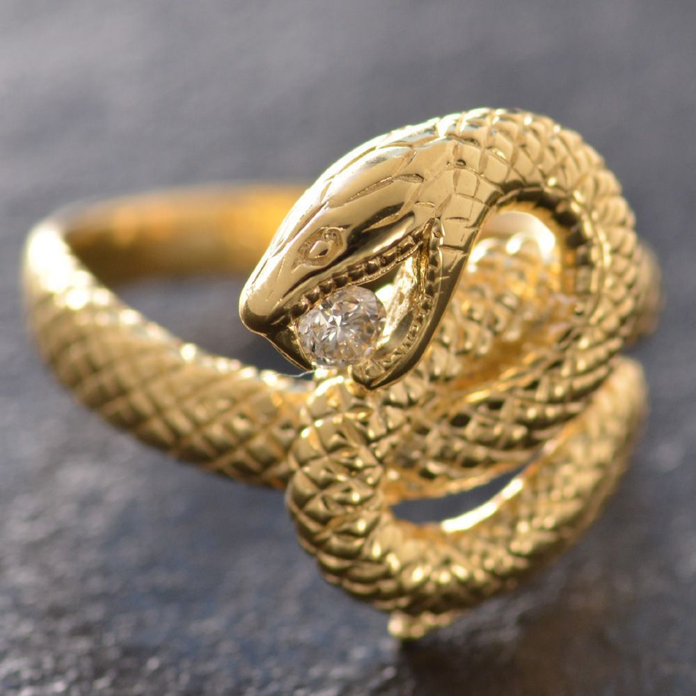 楽天市場】指輪 メンズリング 18金 K18 18K 蛇 ダイヤモンドリング