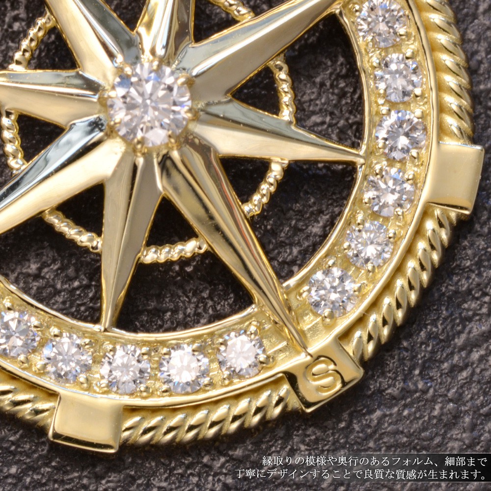 楽天市場】ペンダントトップ メンズ K18 18K 18金 ダイヤモンド 方位
