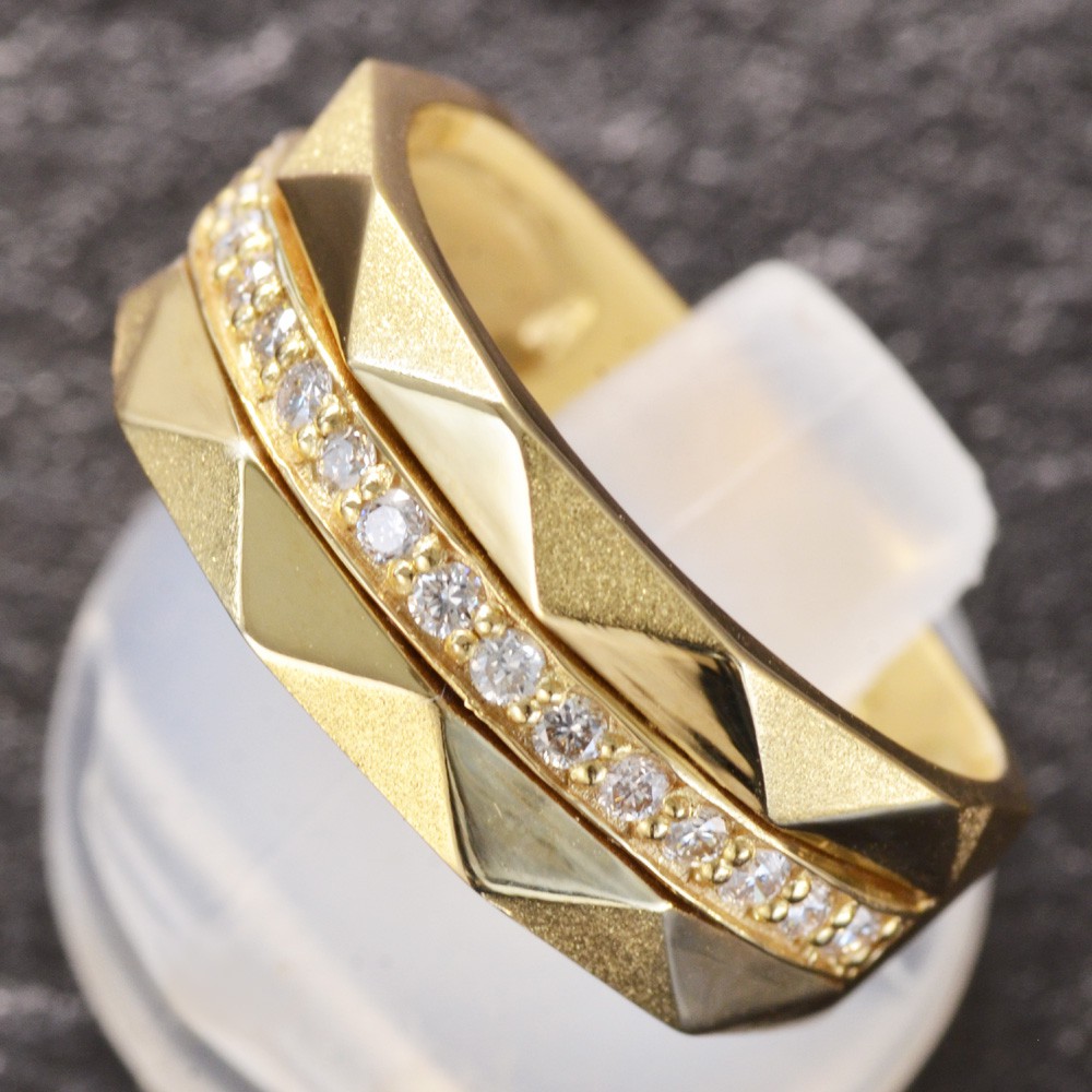 楽天市場】指輪 メンズリング 18金 K18 18K ダイヤモンド イエロー