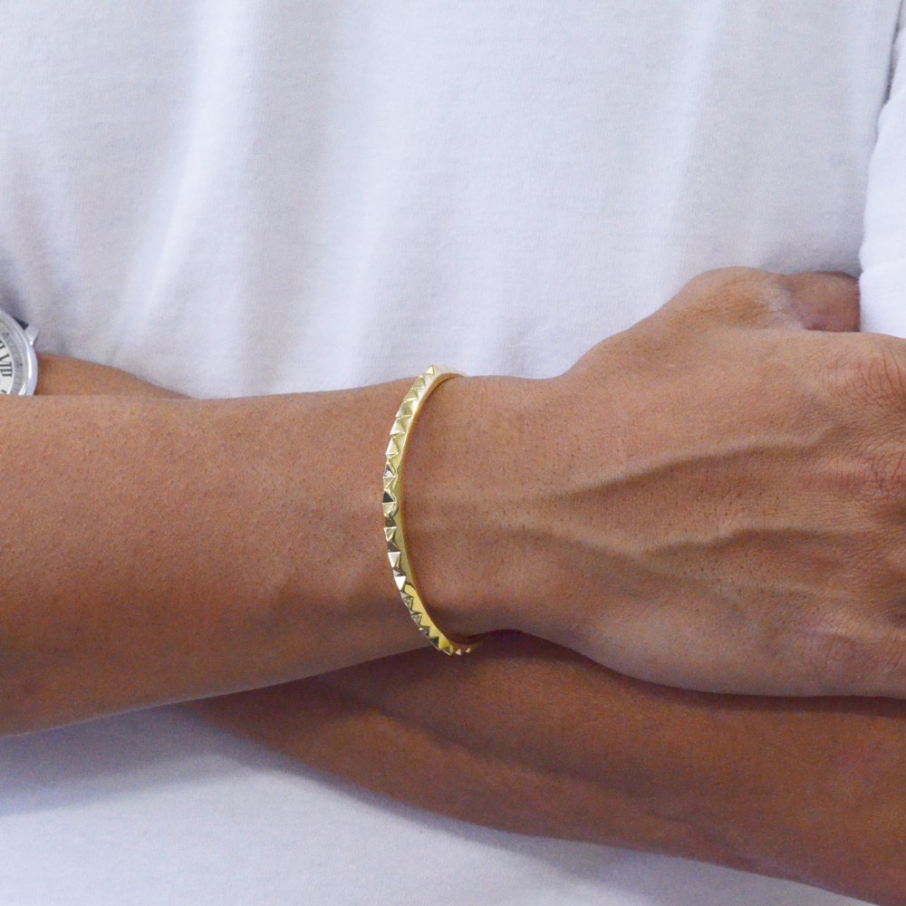 楽天市場】18金 バングル メンズ K18 鋲 ブレスレット ゴールド