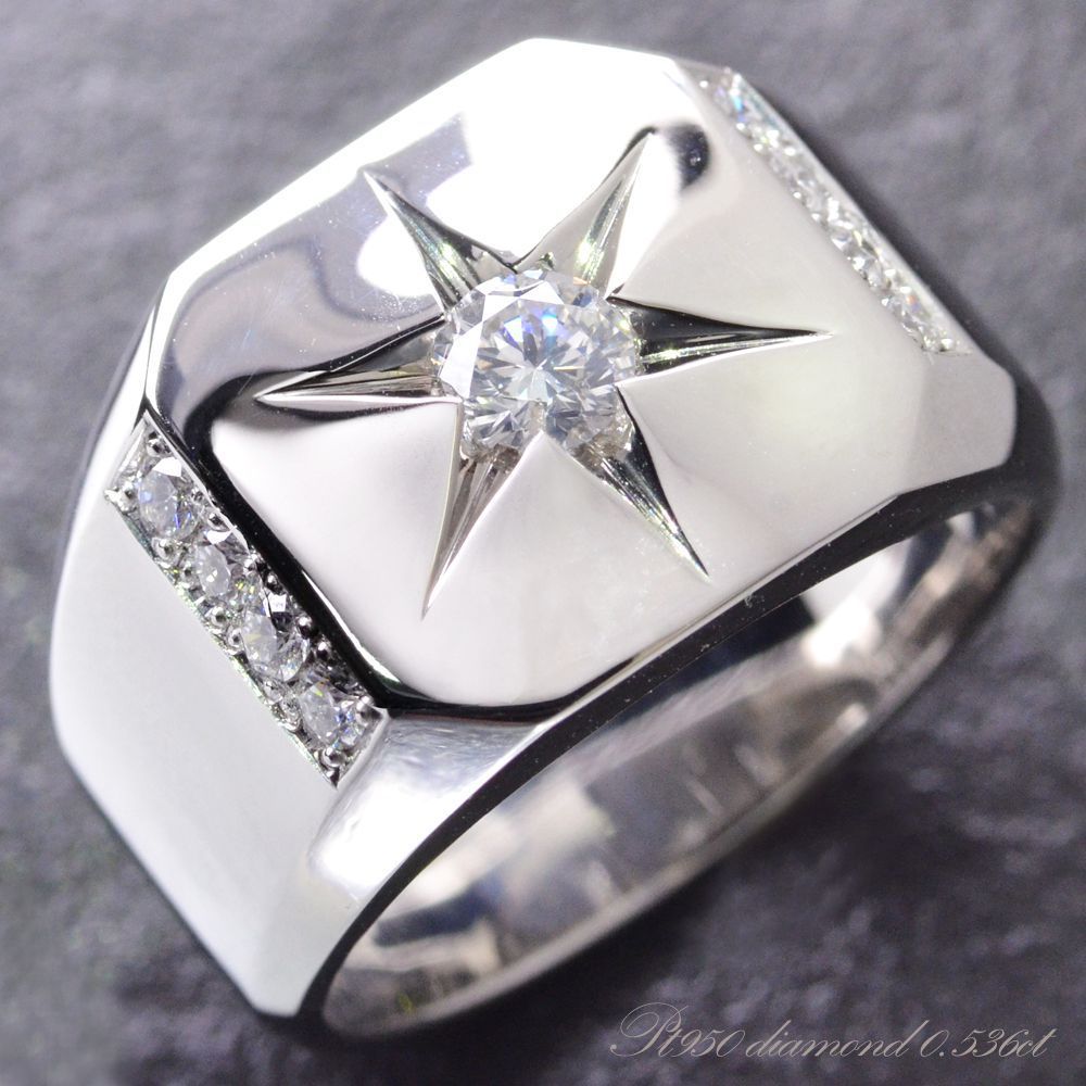 楽天市場】プラチナ リング メンズ 指輪 Pt950 ダイヤモンド 印台
