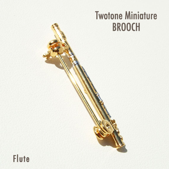 楽天市場】ミニチュア楽器ブローチ フルート ゴールド＆シルバー